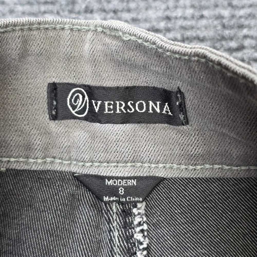 Versona Modern High Rise Jeans Women's‎ Size 8 Gray Stretch Straight Leg Raw Hem